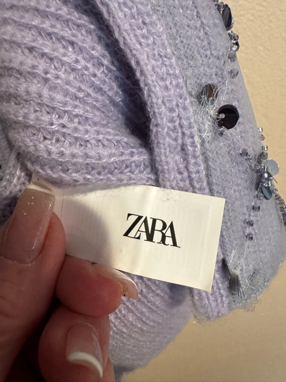 Zara Lavender Sequin Embellished Knit Vest Coachella Vibes, Festival Vibes - Picture 5 of 6